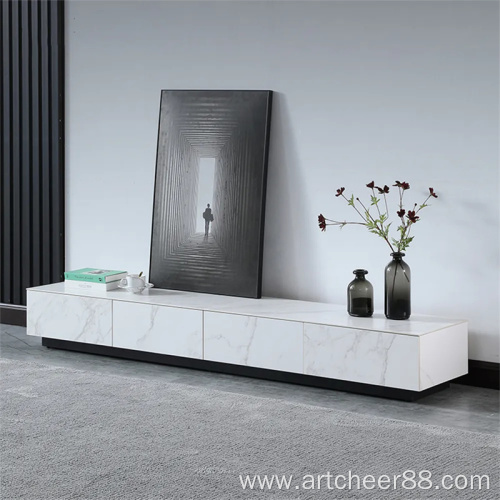 Modern Rectangular Wood Veneer Media TV cabinet